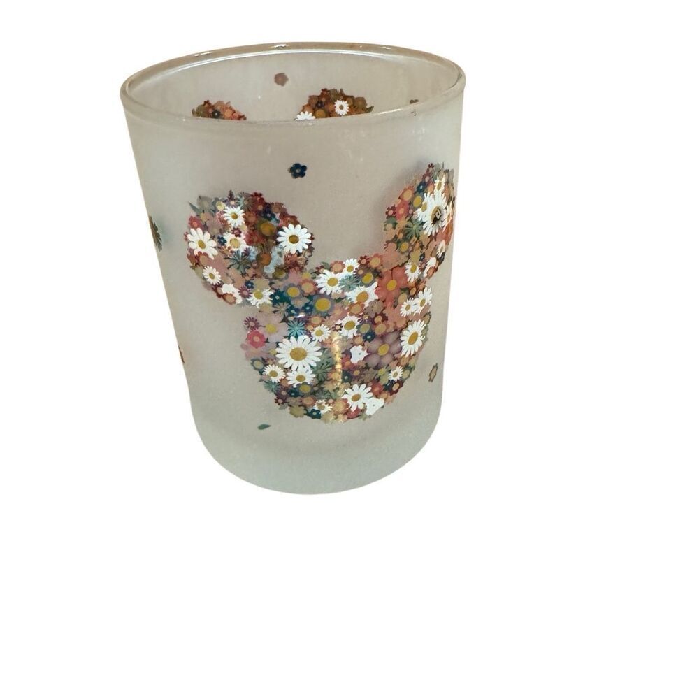 Disney Mickey Mouse Head Icon Frosted Glass Flowers Daisy Daisies Spring 4.25”